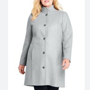 NWOT Lands' End Fit & Flare Wool Blend Mid Length Winter Peacoat Size 16